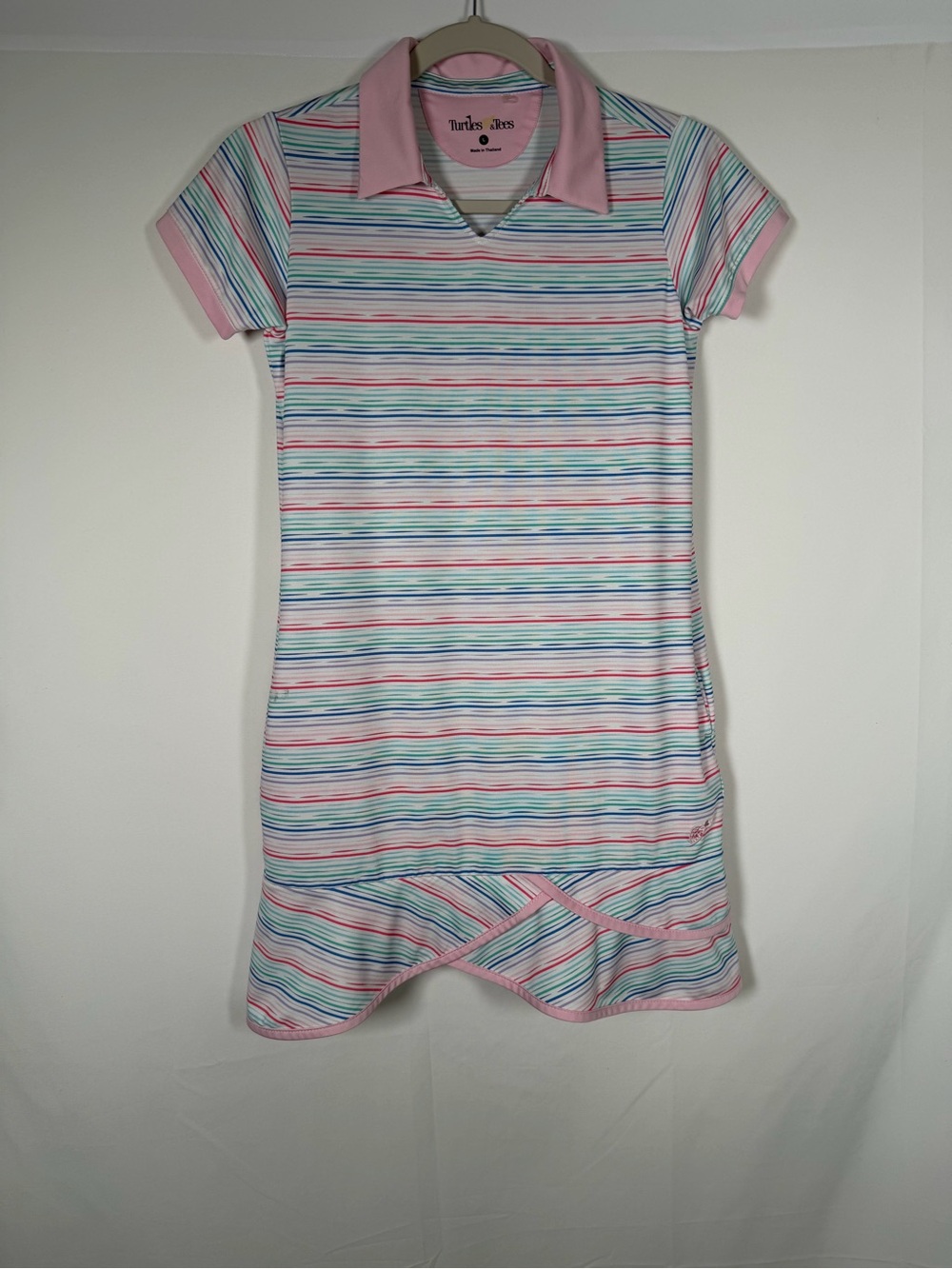 Turtles & Tees Girls' Pink‎ Multi-Stripe Polo Dress